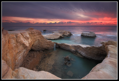 paphos seacaves peyia sunset arch chalk seascape longexposure cyprus