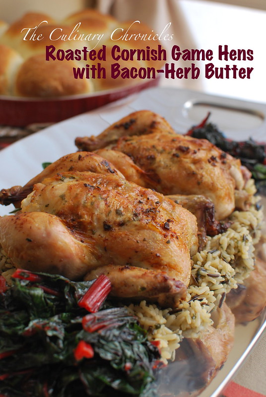 Roasted Cornish Game Hens with Bacon-Herb Butter