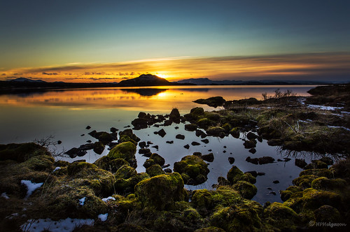 sunset reflection water iceland arnarfell foreground vatn sólarlag speglun þingvallavatn forgrunnur hphson