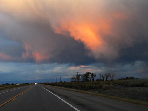 sunset reflection clouds rural colorado dusk roads montevista
