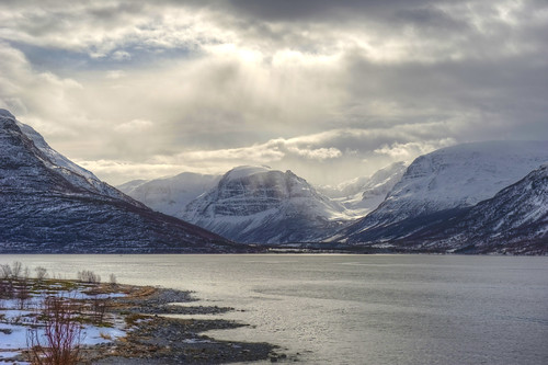 winter sun mountains water norway clouds landscape fjord hdr d3s