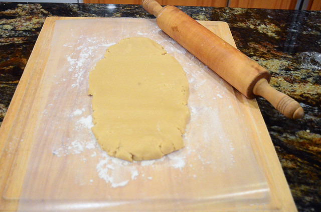 The cookie after it has been partially rolled out.