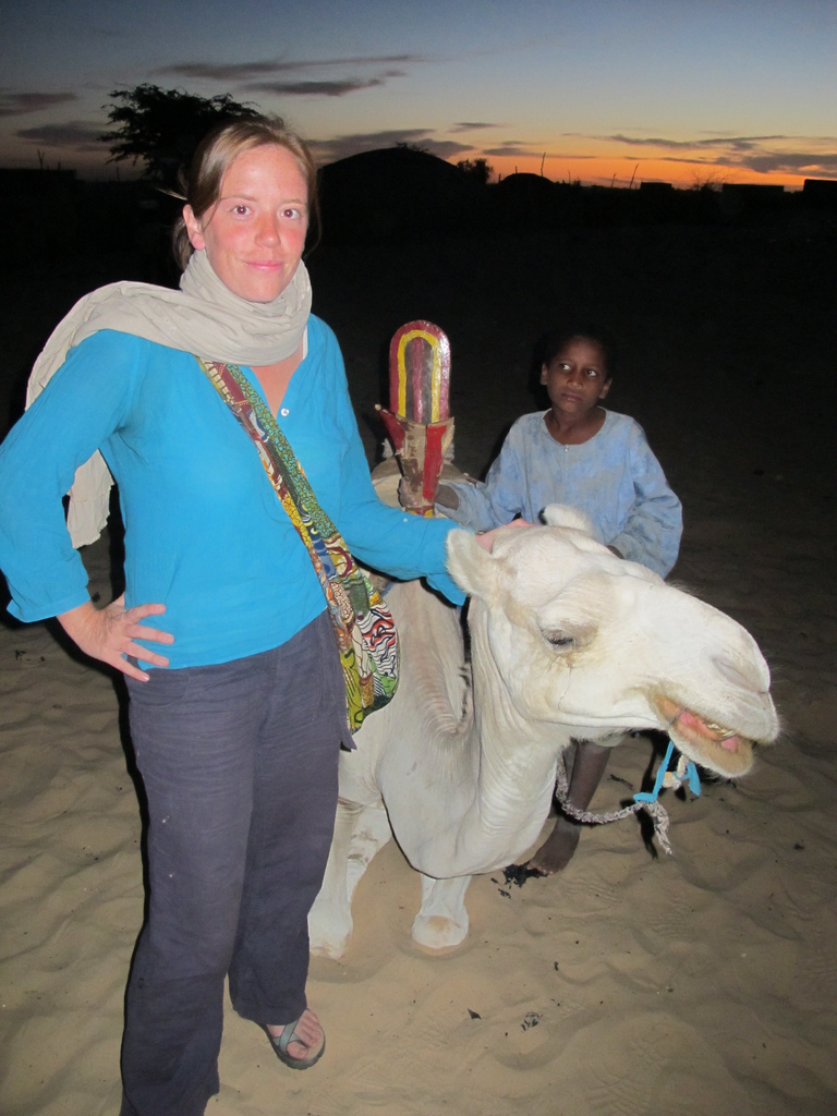 Feeling triumphant in Timbuktu after a successful sunset camel ride