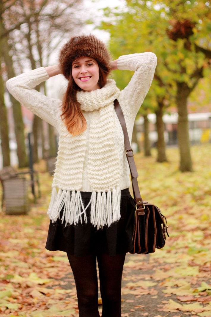 Cable Knit, Skater Skirt, Fur Hat - THE STYLING DUTCHMAN.