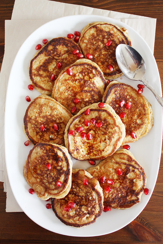 lemon-ricotta pancakes + pomegranate syrup.