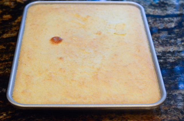 The lemon bars, right after they have finished baking.