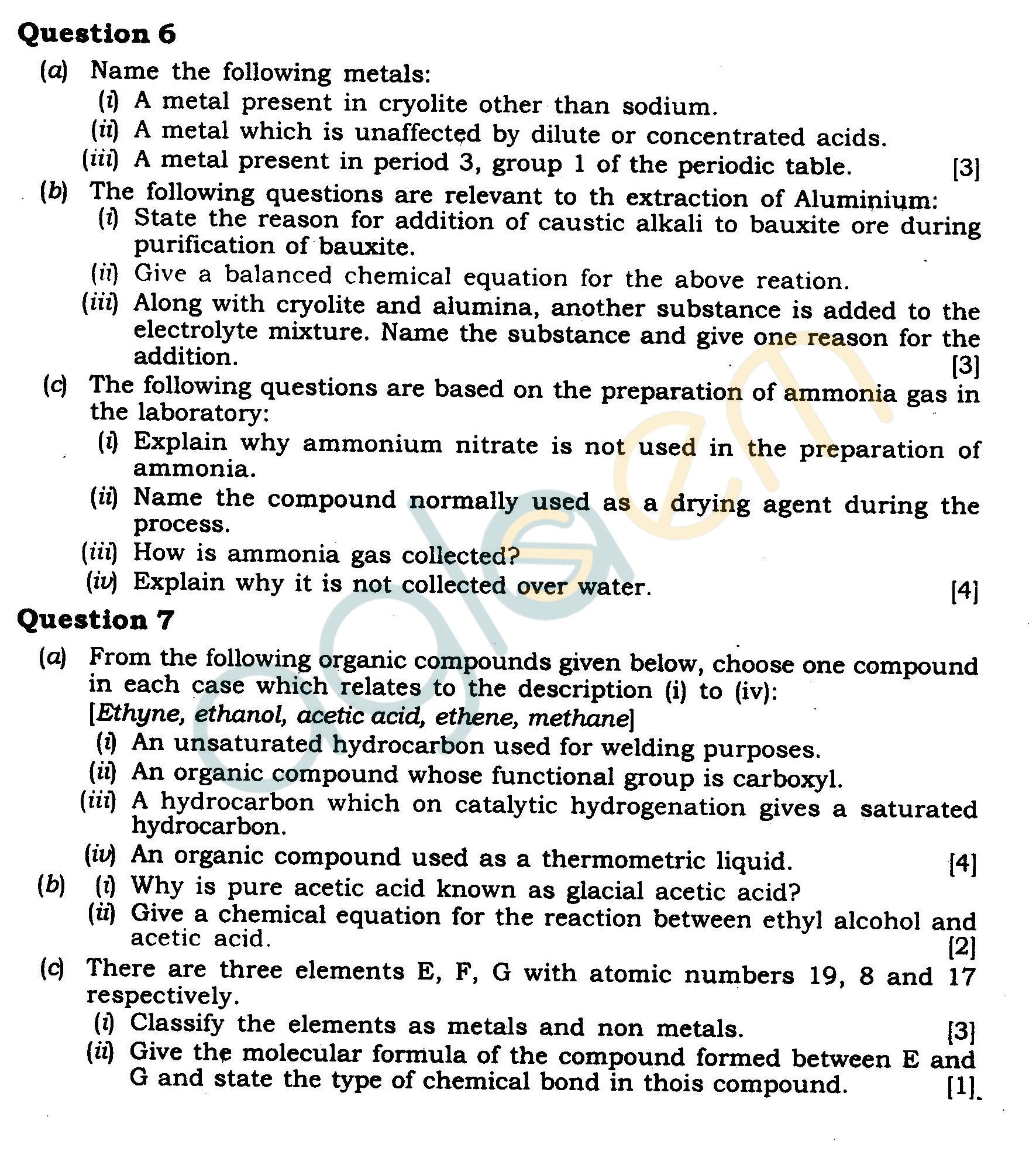 ICSE Class X Exam Question Papers 2012 Chemistry (Science Paper-2)