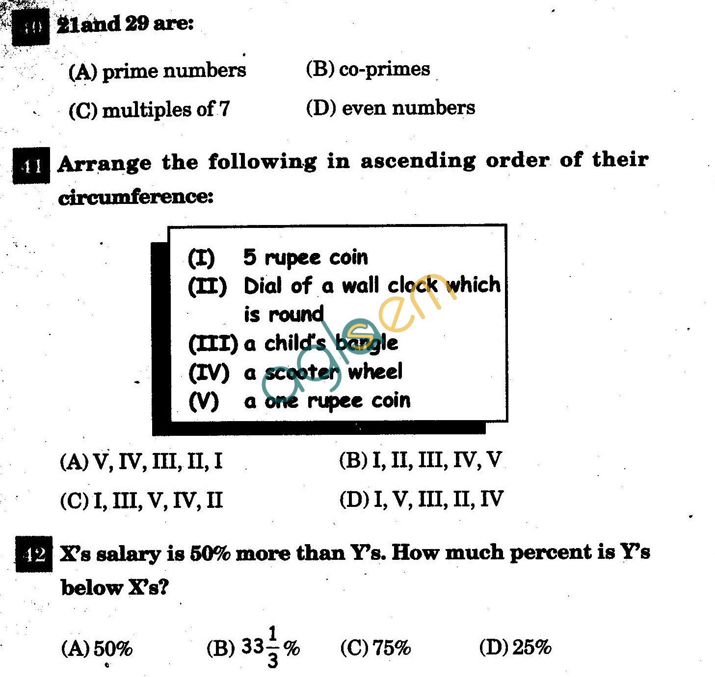 NSTSE 2011 Class V Question Paper with Answers - Mathematics