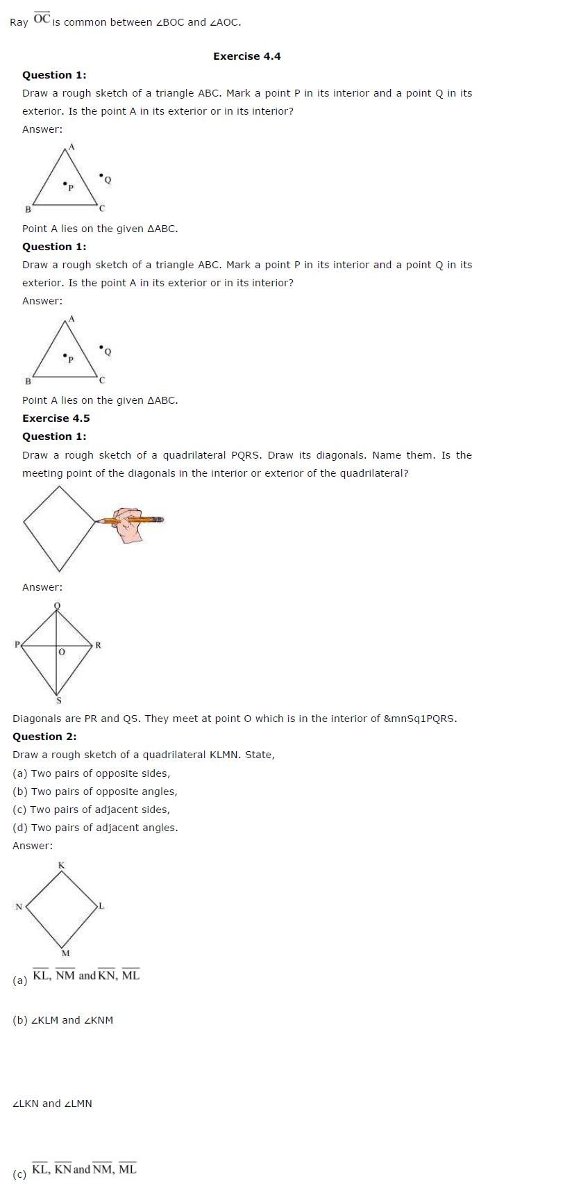 NCERT Solutions For Class 6 Maths Chapter 4 Basic Geometrical Ideas PDF Download