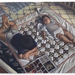 Children on Quilt; acrylic on paper, 22 x 30 in, 1993