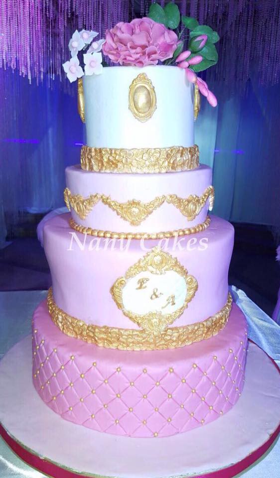 Pink and Gold Cake by Tahany Mohamed of Nany Cakes