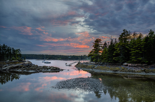travel camping sunset reflection me water clouds landscape boats evening maine newengland acr pinetrees hdr hdri nightfall mdi waterscape lobsterboats mtdesertisland somessound reflectiononwater mountdesertcampground robhansonphotographycom robhansonphotography photoshopcs6 32bitprocessing