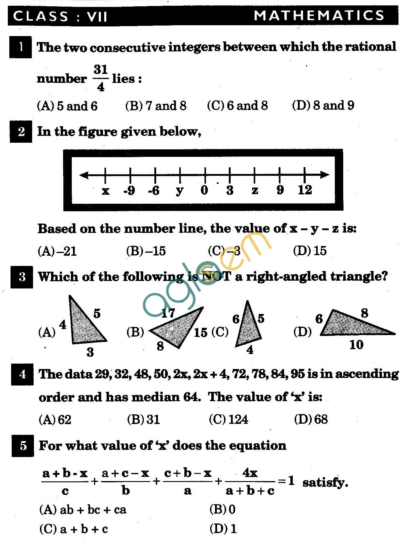 NSTSE 2011 Class VII Question Paper with Answers - Mathematics