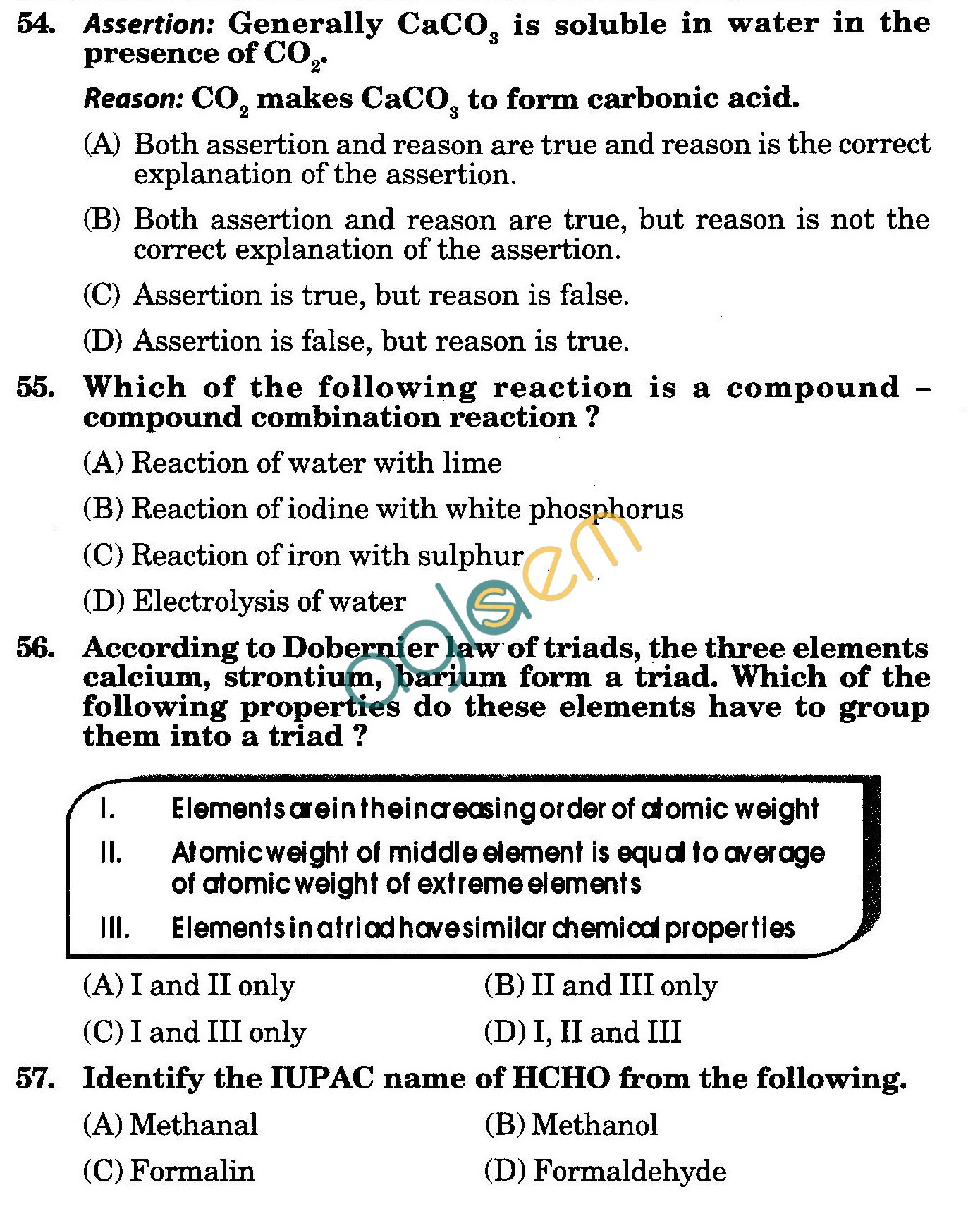 NSTSE 2010: Class X Question Paper with Answers - Chemistry