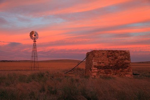 pink sunset water windmill rural landscape farming rustic australia well mannanarie