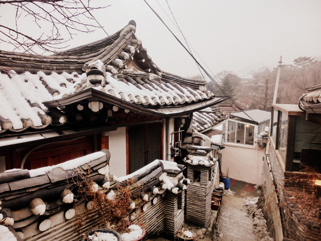 Hanok Buildings and Crooked Alleys visiting Bukchon in Seoul, Korea