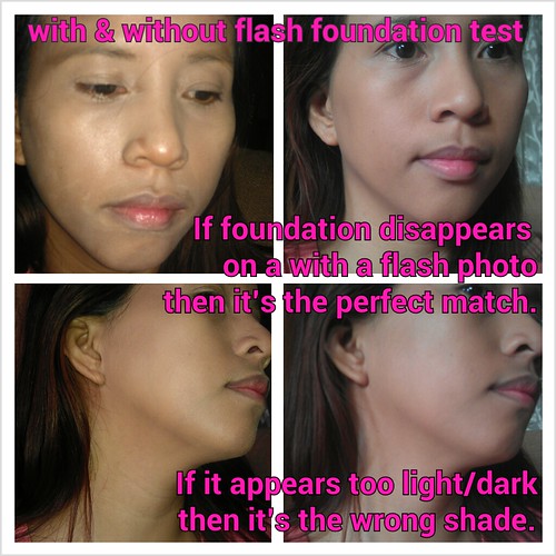 with and without flash foundation/powder test