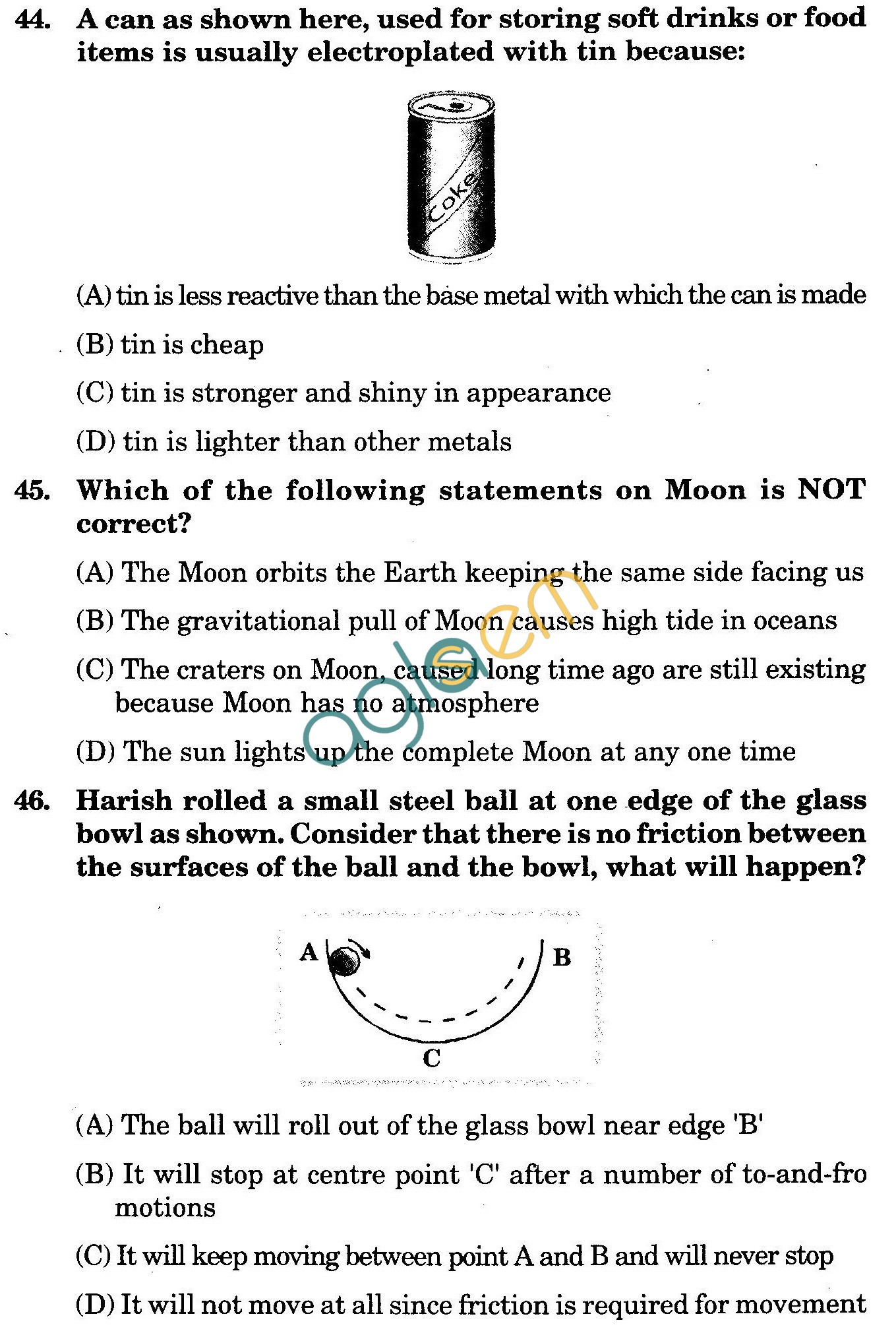 NSTSE 2009 Class VIII Question Paper with Answers - Physics