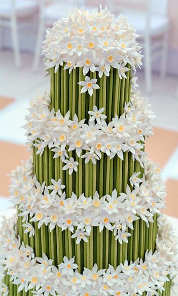 Daisy & Bamboo Wedding Cake by Cakery World