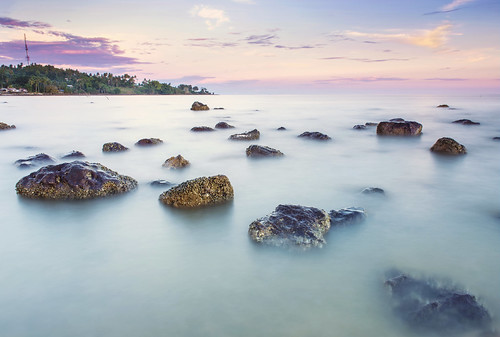 sunset sea seascape beach rock seaside sand nikon long wave filter creamy tawau cokin 2470mm nd8 tinagat