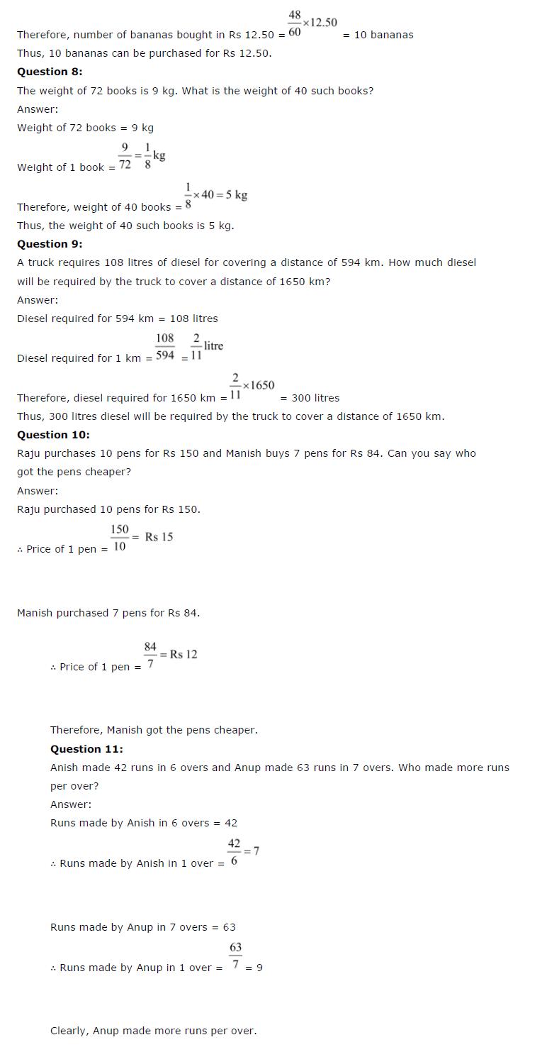 NCERT Solutions For Class 6 Maths Chapter 12 Ratio and Proportion PDF Download