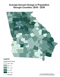 2010-2030 Change in Population of Georgia Counties