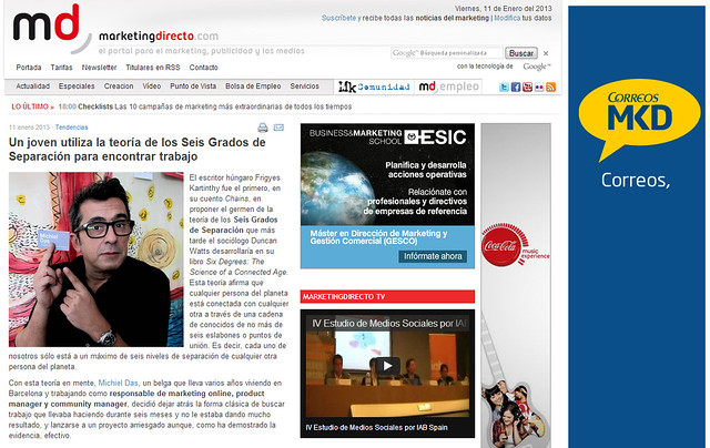 Artículo en la web - Marketing Directo (11.01.2013) - castellano