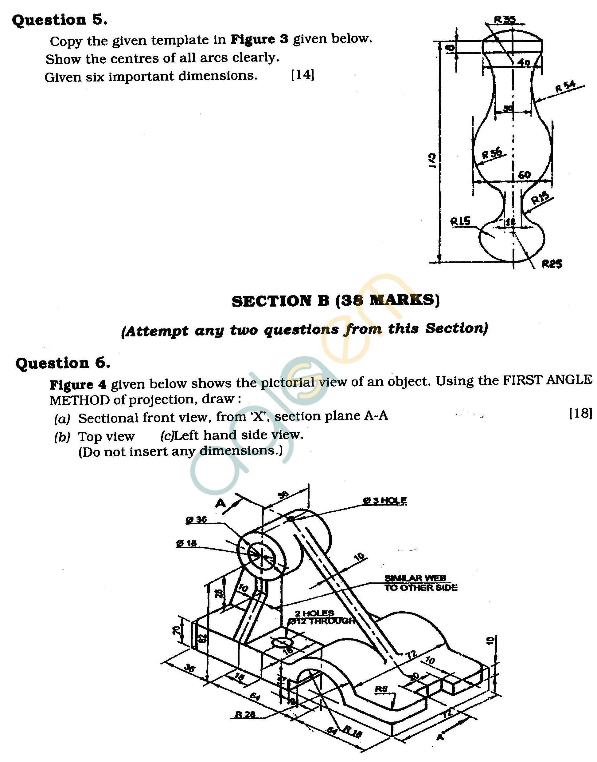 ICSE Class X Exam Question Papers 2011 Technical Drawing