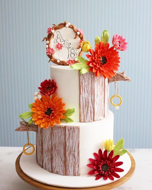 Gerbera Daisy Engagement Cake by Asli