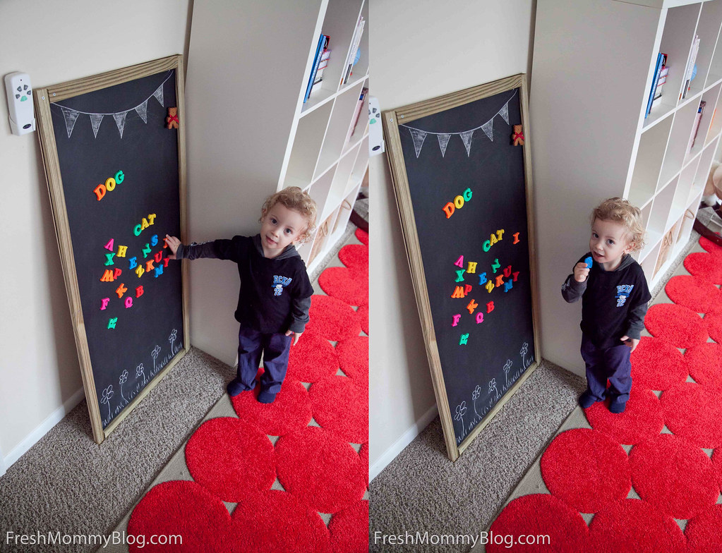 DIY Free Standing Magnetic Chalk Board from Lifestyle Blogger Tabitha Blue of Fresh Mommy Blog 