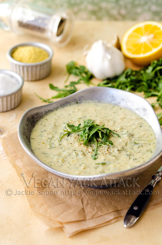 A light, filling creamy 3-in-1 Artichoke Arugula Soup that’s healthy and combines artichoke hearts and arugula! Vegan, Gluten-free