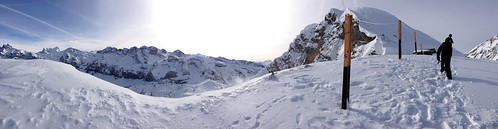 panorama holiday sign snowboarding summit montblanc morzine