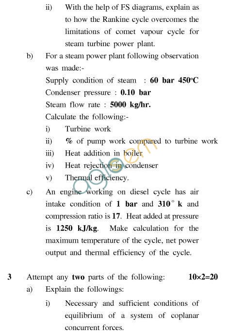 UPTU: B.Tech Question Papers - TME-201 - Mechanical Engineering