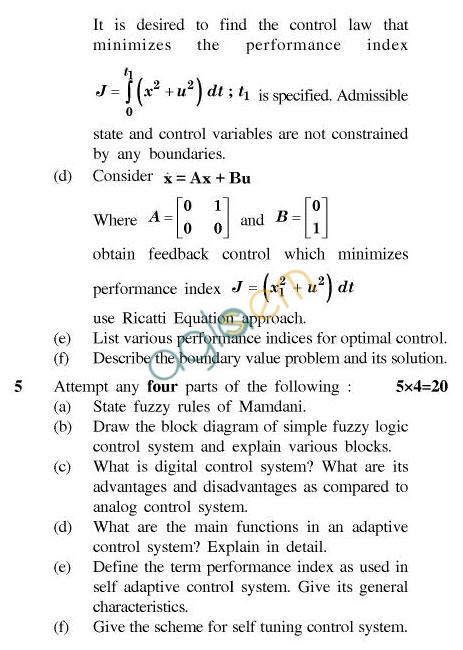 UPTU B.Tech Question Papers - EE-803-Modern Control System