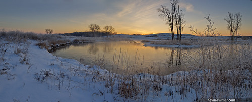 new morning blue trees winter panorama orange snow cold reflection water yellow fog sunrise gold dawn golden early geese stream frost pentax frosty richmond clear february kx ringwood mchenrycounty samyang glacialpark nippersinkcreek bower14mmf28
