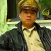 Portrait in WWII Pilot Jacket,Visor Hat & Army Uniforms,1