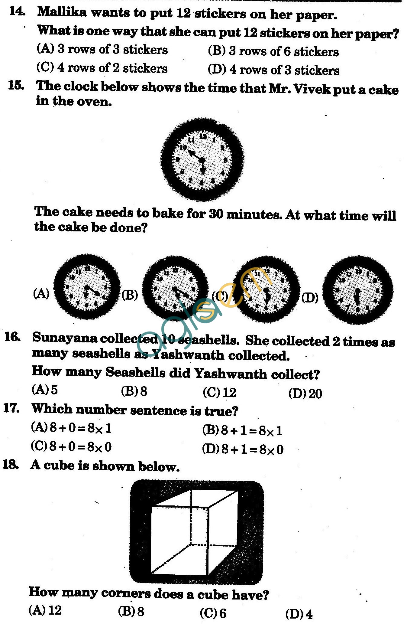 NSTSE 2009 Class III Question Paper with Answers - Mathematics