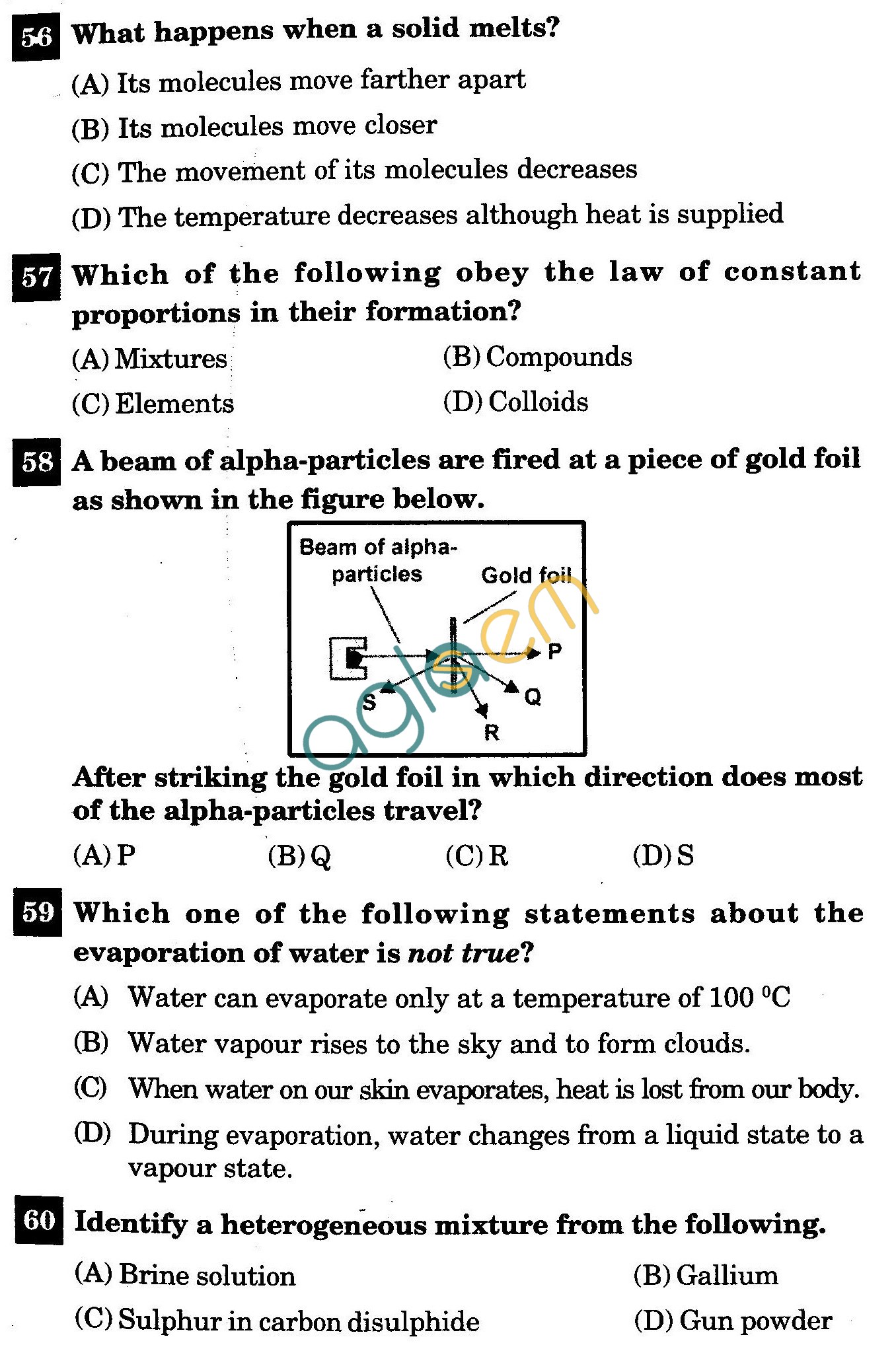 NSTSE 2011 Class IX Question Paper with Answers - Chemistry