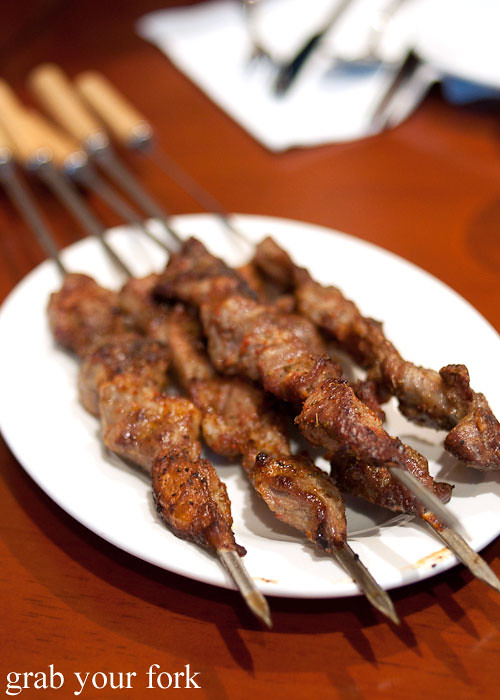 uighur charcoal lamb skewers at poplar central asian cuisine crows nest
