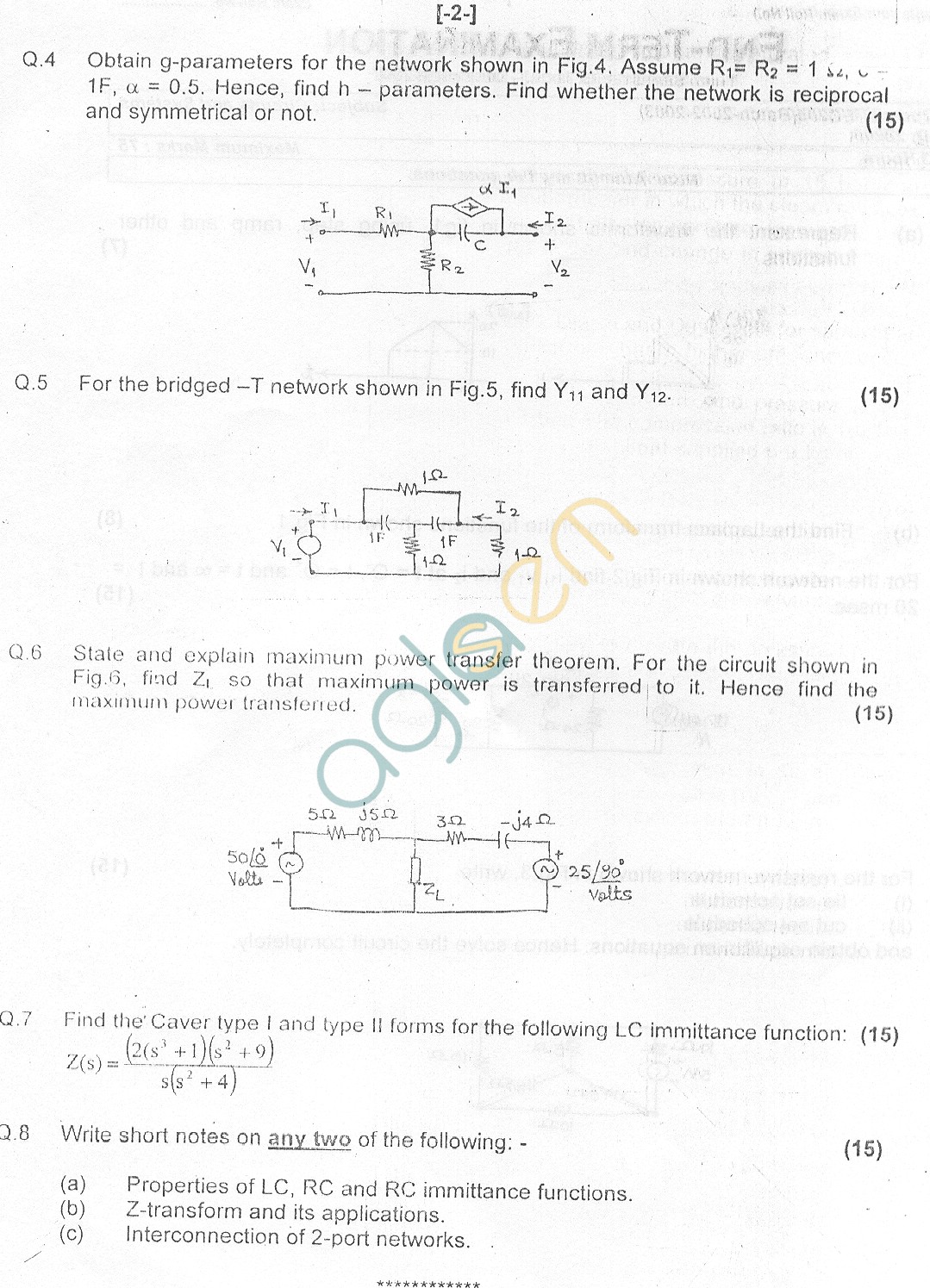 GGSIPU Question Papers Third Semester – End Term 2007 – ETEC-205