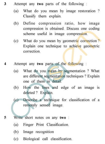 UPTU B.Tech Question Papers - EC-026 - Image Processing