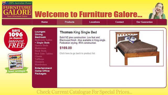 Bed advertised on web site