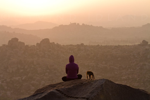 india yoga sunrise monkey meditation karnataka hampi 2013