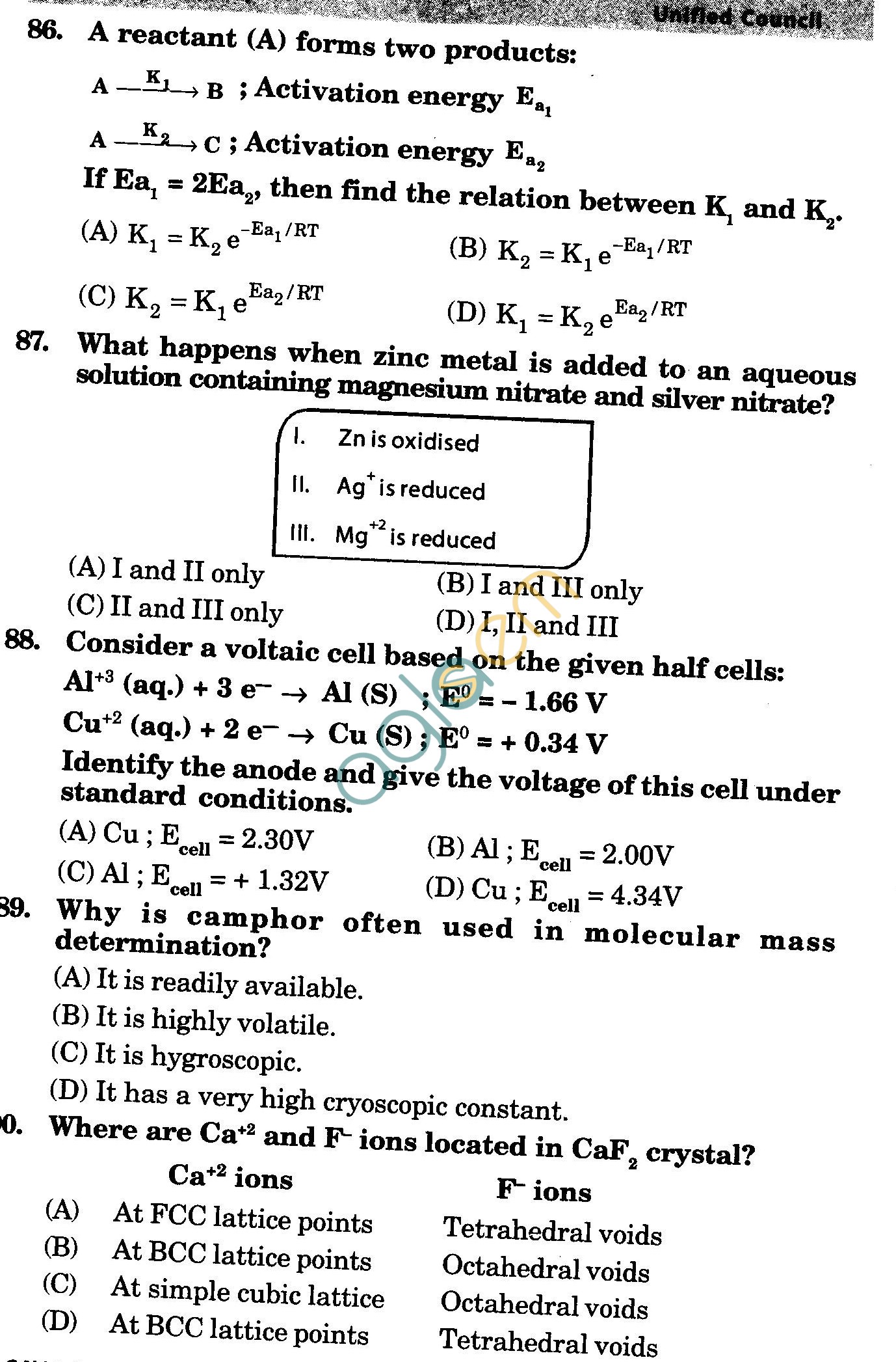 NSTSE 2010 Class XII PCM Question Paper with Answers - Chemistry