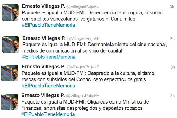 Twitter Ministro Villegas