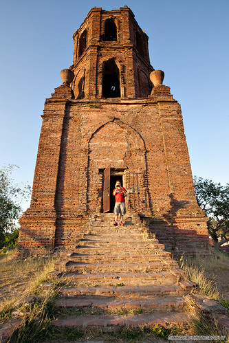 brown church canon landscape asian asia bricks philippines belltower belfry bantay ilocossur
