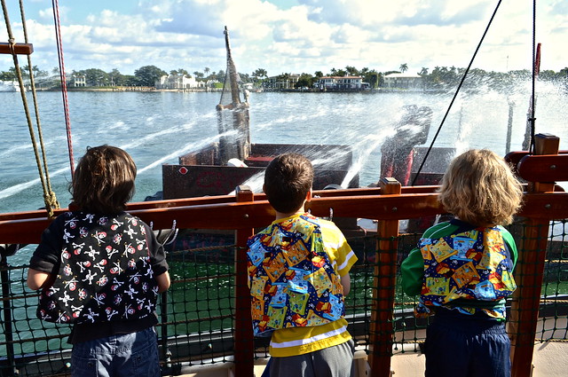shooting water from the pirate ships in florida 
