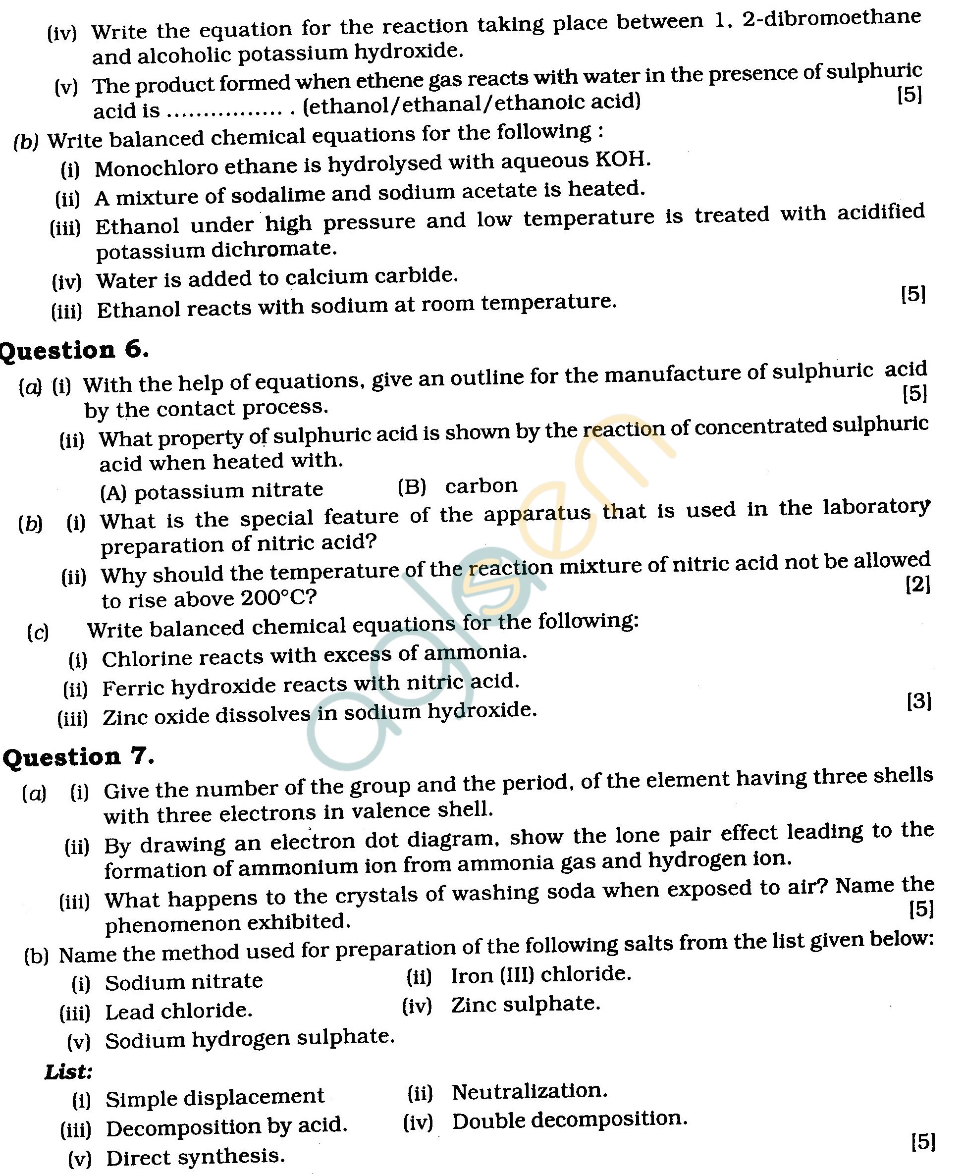 ICSE Class X Exam Question Papers 2011 Chemistry (Science Paper-2)