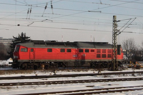 Old-school DR Class 232 diesel electric locomotive, still in service with DB outside Regensburg