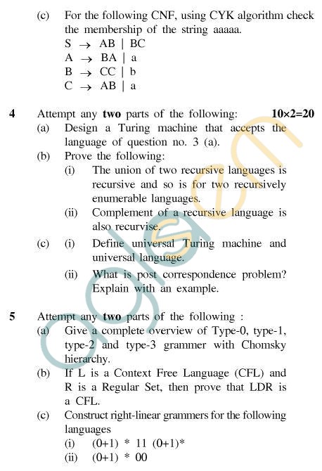 UPTU MCA Question Papers - MCA-244(3) - Theory of Formal Languages & Automata